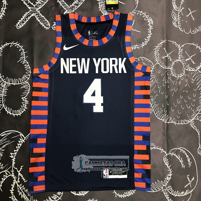 Camiseta New York Knicks Derrick Rose NO 4 Ciudad Edition 2019-20 Azul